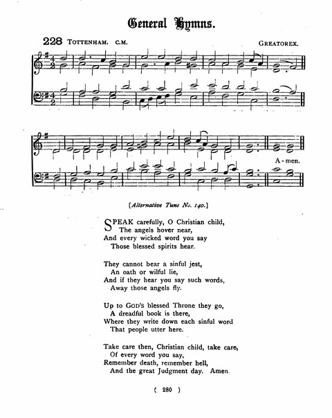 Hymns for the Children of the Church: with accompanying tunes page 280