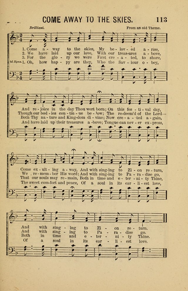 The Heavenly Choir: a collection of hymns and tunes for all occasions of worship, congregational, church, prayer, praise, choir, Sunday school, and social meeings page 113