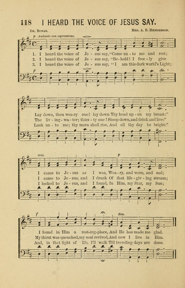 The Heavenly Choir: a collection of hymns and tunes for all occasions of worship, congregational, church, prayer, praise, choir, Sunday school, and social meeings page 118