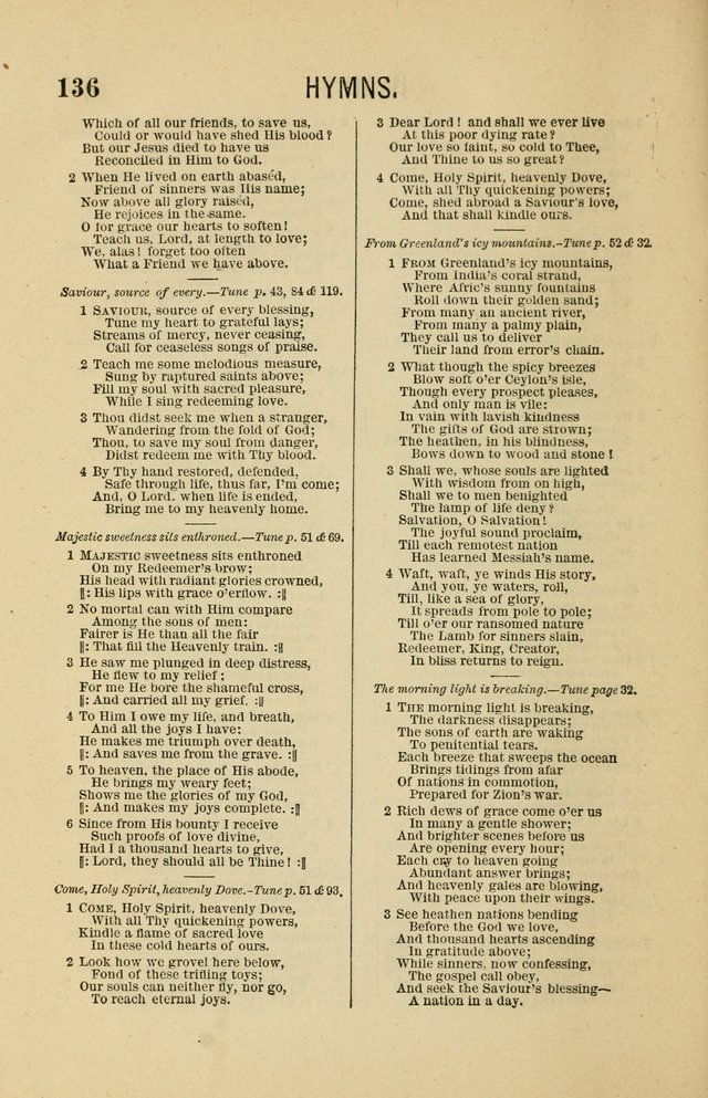 The Heavenly Choir: a collection of hymns and tunes for all occasions of worship, congregational, church, prayer, praise, choir, Sunday school, and social meeings page 136