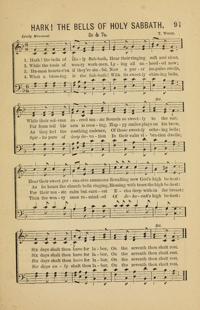 The Heavenly Choir: a collection of hymns and tunes for all occasions of worship, congregational, church, prayer, praise, choir, Sunday school, and social meeings page 91