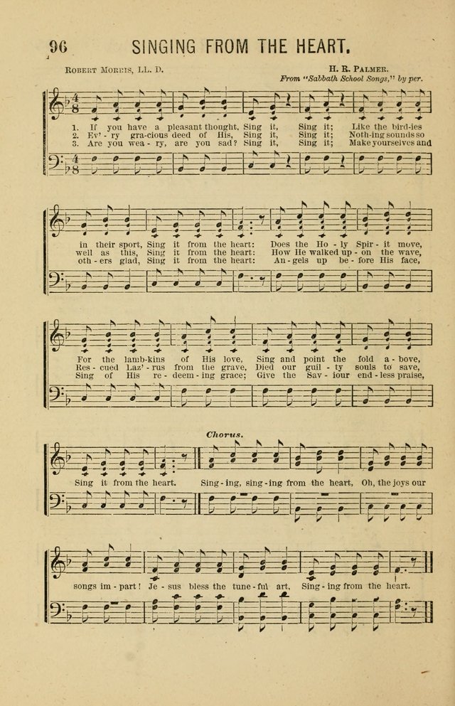 The Heavenly Choir: a collection of hymns and tunes for all occasions of worship, congregational, church, prayer, praise, choir, Sunday school, and social meeings page 96