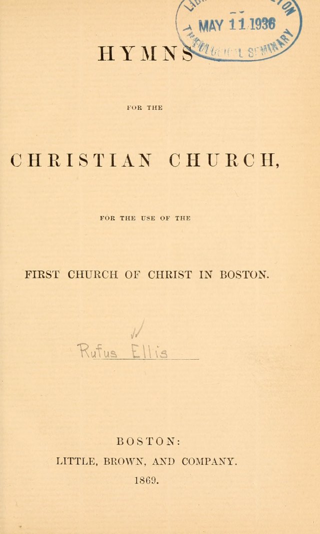 Hymns for the Christian Church, for the Use of the First Church of Christ in Boston page 8