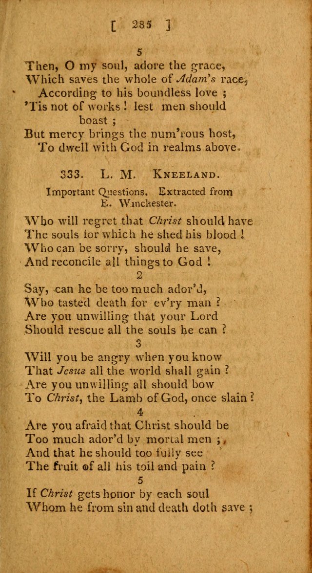 Hymns: composed by different authors, by order of the General Convention of Universalists of the New-England States and Others. Adapted to public and private devotion page 285