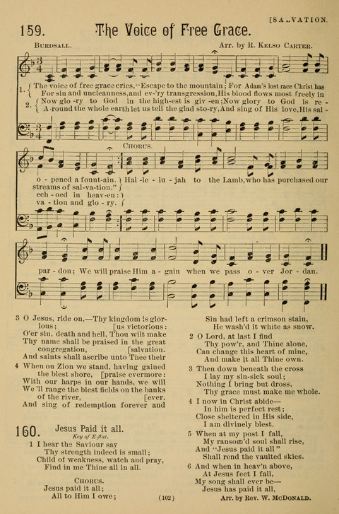 Hymns of the Christian Life: for the sanctuary, Sunday schools, prayer meetings, mission work and revival services page 102