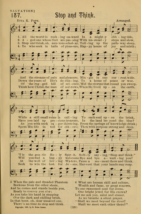 Hymns of the Christian Life: for the sanctuary, Sunday schools, prayer meetings, mission work and revival services page 125