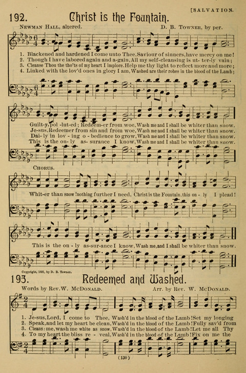 Hymns of the Christian Life: for the sanctuary, Sunday schools, prayer meetings, mission work and revival services page 130