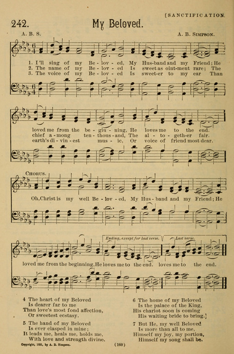 Hymns of the Christian Life: for the sanctuary, Sunday schools, prayer meetings, mission work and revival services page 160