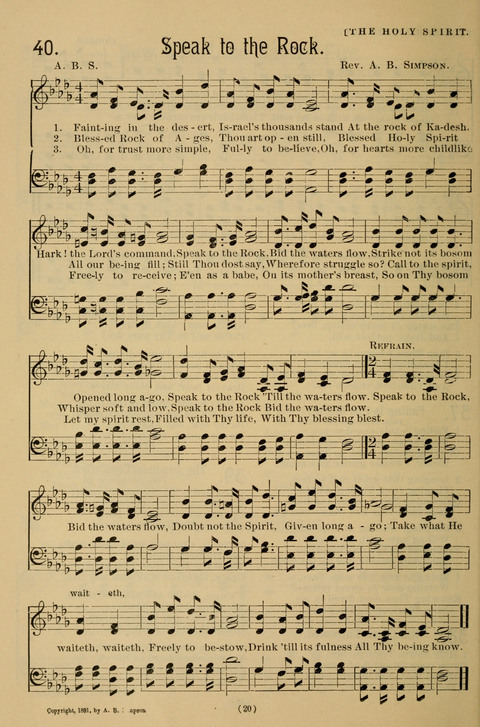 Hymns of the Christian Life: for the sanctuary, Sunday schools, prayer meetings, mission work and revival services page 20