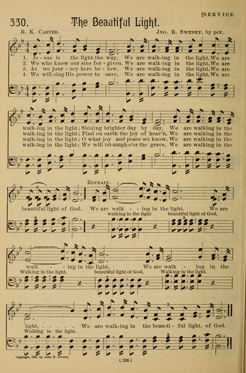 Hymns of the Christian Life: for the sanctuary, Sunday schools, prayer meetings, mission work and revival services page 226