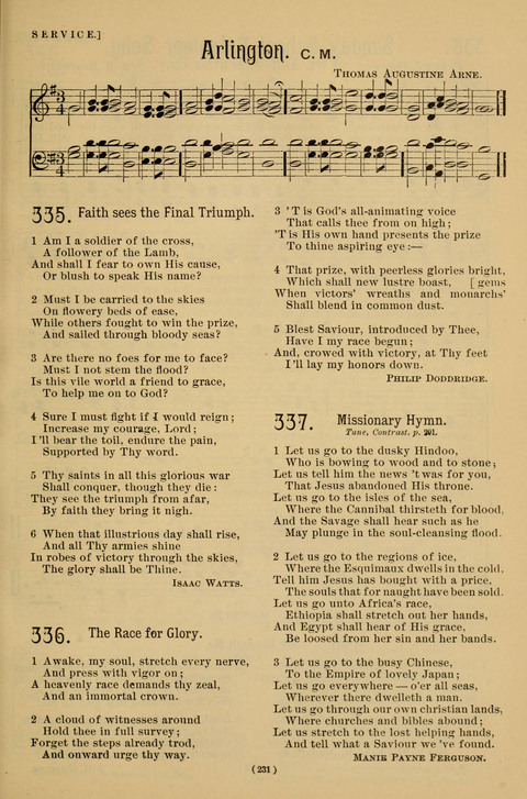 Hymns of the Christian Life: for the sanctuary, Sunday schools, prayer meetings, mission work and revival services page 231