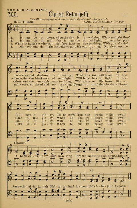 Hymns of the Christian Life: for the sanctuary, Sunday schools, prayer meetings, mission work and revival services page 245