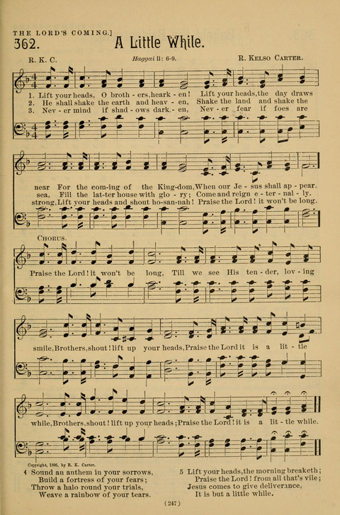 Hymns of the Christian Life: for the sanctuary, Sunday schools, prayer meetings, mission work and revival services page 247