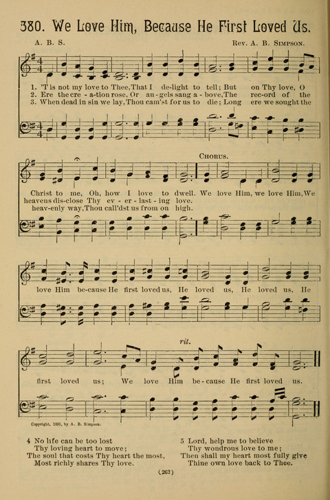 Hymns of the Christian Life: for the sanctuary, Sunday schools, prayer meetings, mission work and revival services page 262