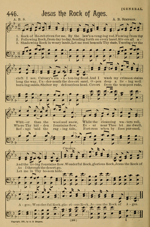 Hymns of the Christian Life: for the sanctuary, Sunday schools, prayer meetings, mission work and revival services page 308