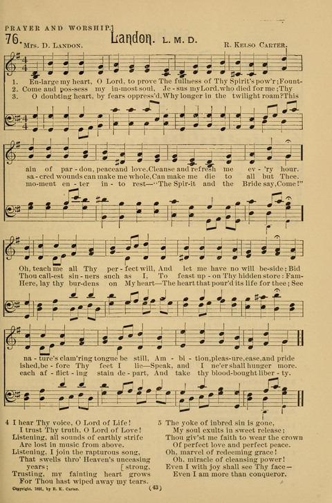 Hymns of the Christian Life: for the sanctuary, Sunday schools, prayer meetings, mission work and revival services page 43