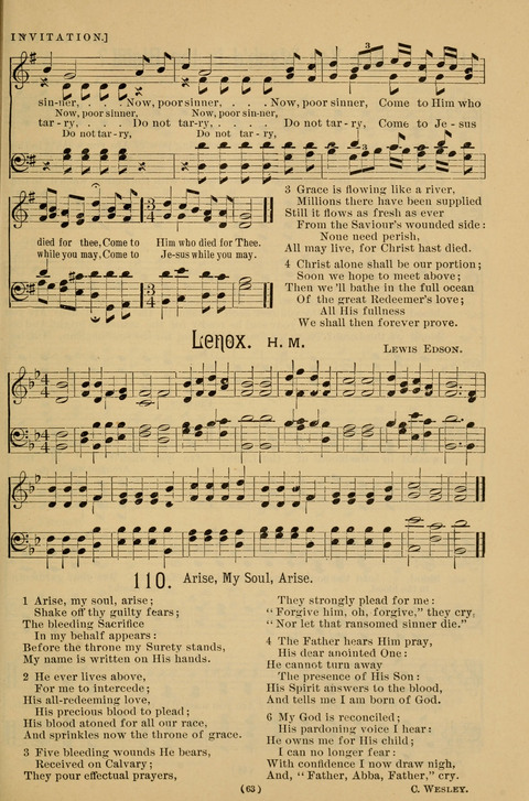 Hymns of the Christian Life: for the sanctuary, Sunday schools, prayer meetings, mission work and revival services page 63