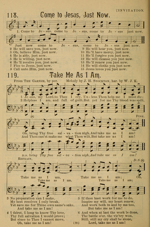 Hymns of the Christian Life: for the sanctuary, Sunday schools, prayer meetings, mission work and revival services page 70