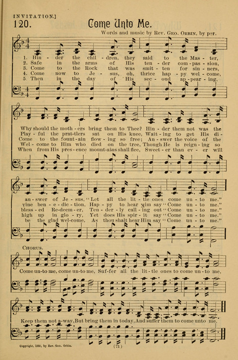 Hymns of the Christian Life: for the sanctuary, Sunday schools, prayer meetings, mission work and revival services page 71