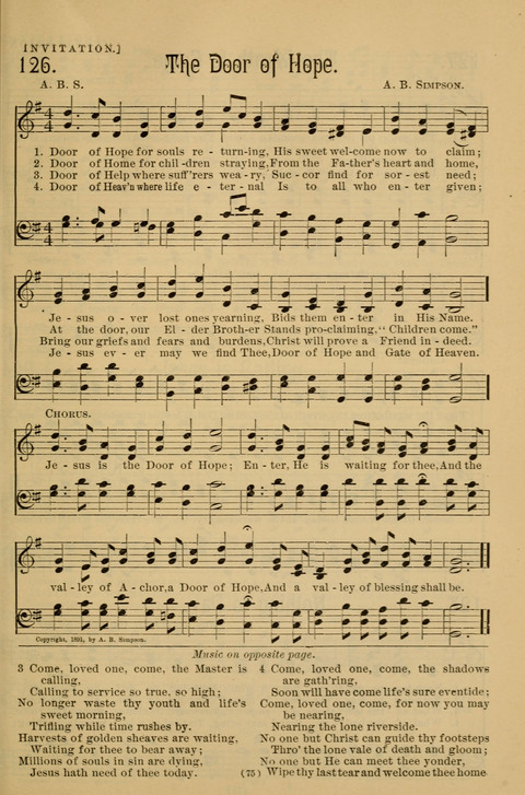 Hymns of the Christian Life: for the sanctuary, Sunday schools, prayer meetings, mission work and revival services page 75