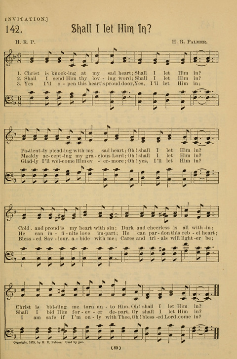 Hymns of the Christian Life: for the sanctuary, Sunday schools, prayer meetings, mission work and revival services page 89