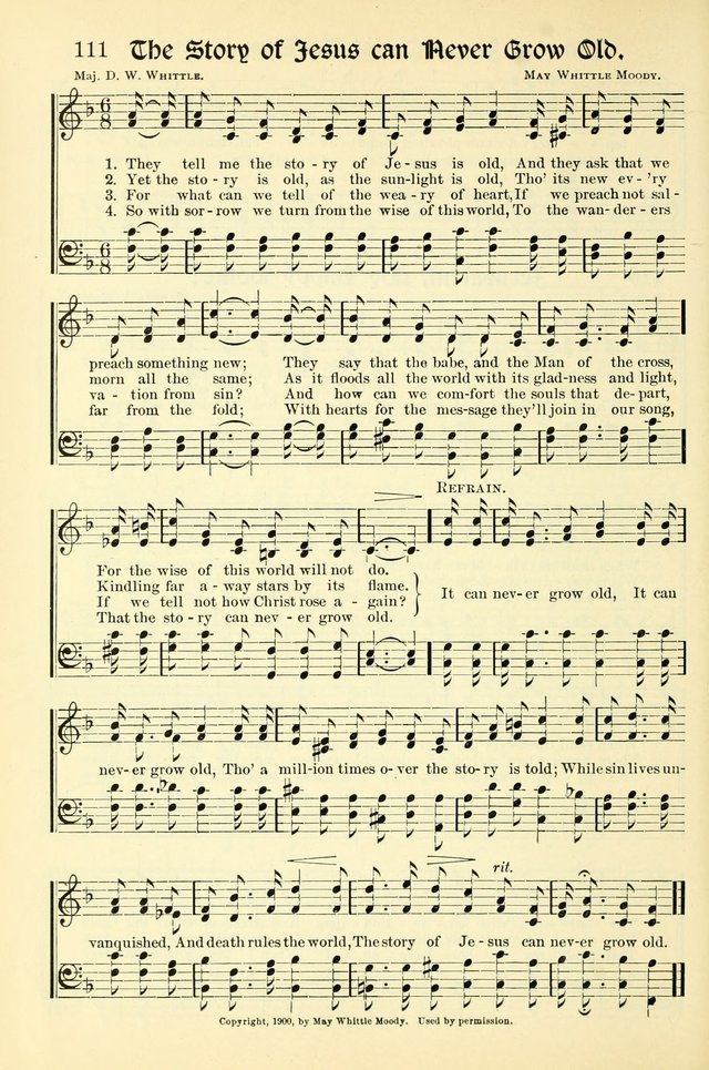 Hymns of the Christian Life. No. 3: for church worship, conventions, evangelistic services, prayer meetings, missionary meetings, revival services, rescue mission work and Sunday schools page 112