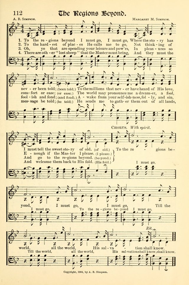 Hymns of the Christian Life. No. 3: for church worship, conventions, evangelistic services, prayer meetings, missionary meetings, revival services, rescue mission work and Sunday schools page 113