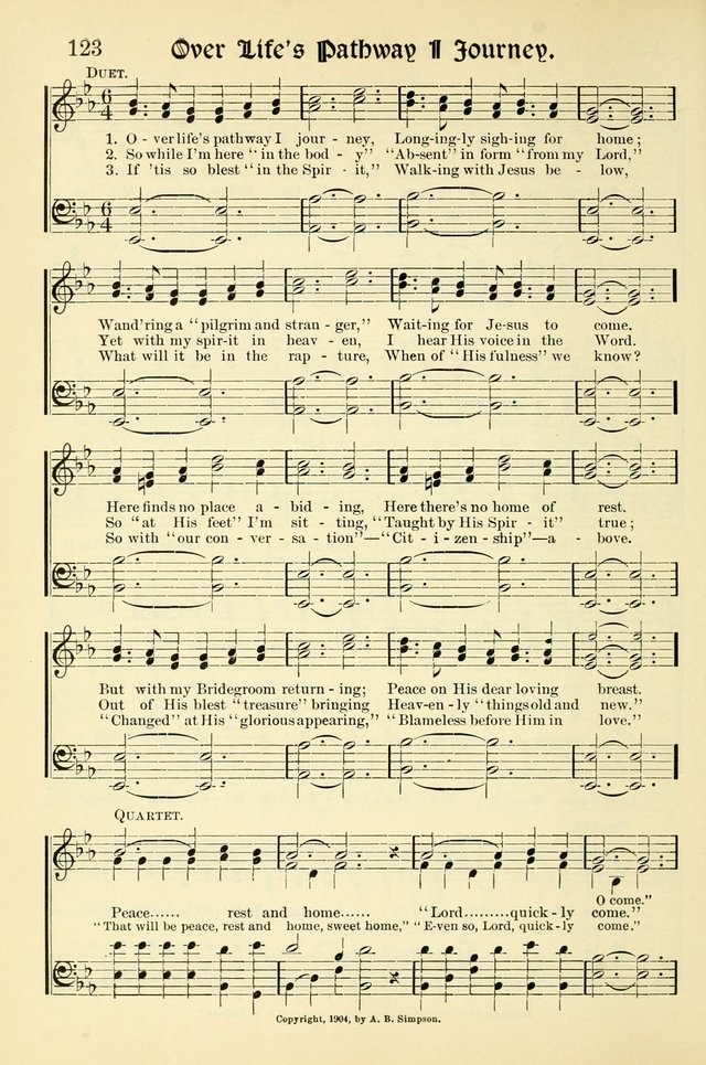 Hymns of the Christian Life. No. 3: for church worship, conventions, evangelistic services, prayer meetings, missionary meetings, revival services, rescue mission work and Sunday schools page 124