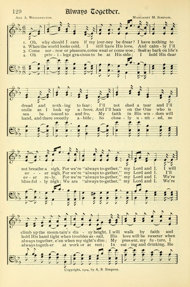 Hymns of the Christian Life. No. 3: for church worship, conventions, evangelistic services, prayer meetings, missionary meetings, revival services, rescue mission work and Sunday schools page 130