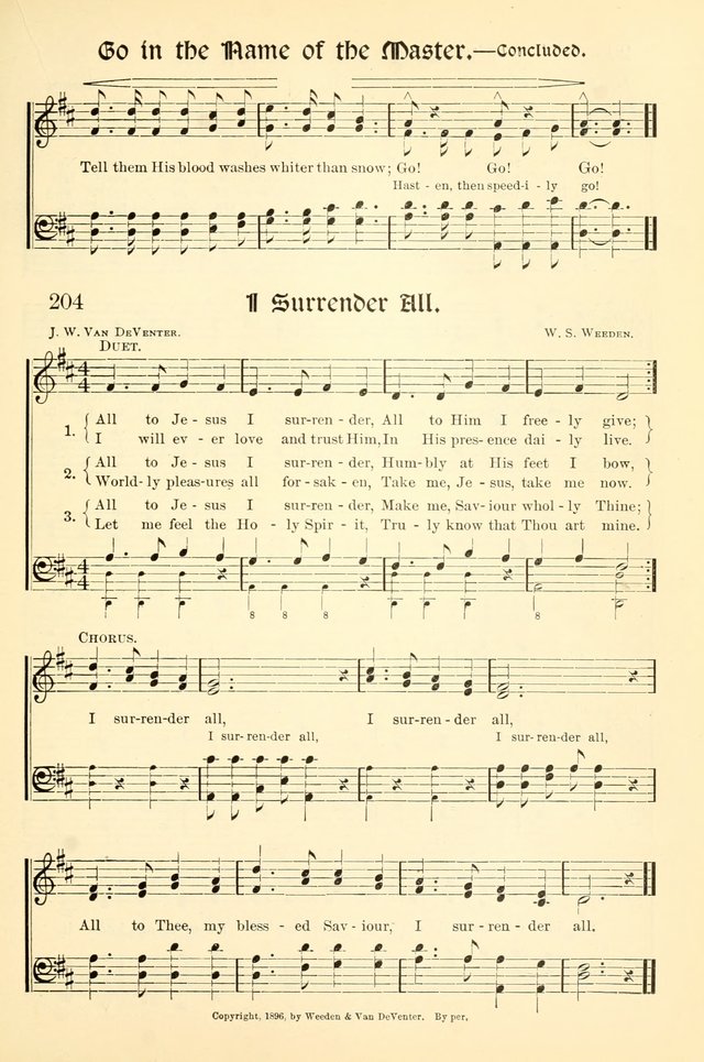 Hymns of the Christian Life. No. 3: for church worship, conventions, evangelistic services, prayer meetings, missionary meetings, revival services, rescue mission work and Sunday schools page 205