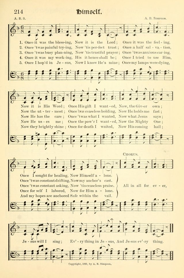 Hymns of the Christian Life. No. 3: for church worship, conventions, evangelistic services, prayer meetings, missionary meetings, revival services, rescue mission work and Sunday schools page 215