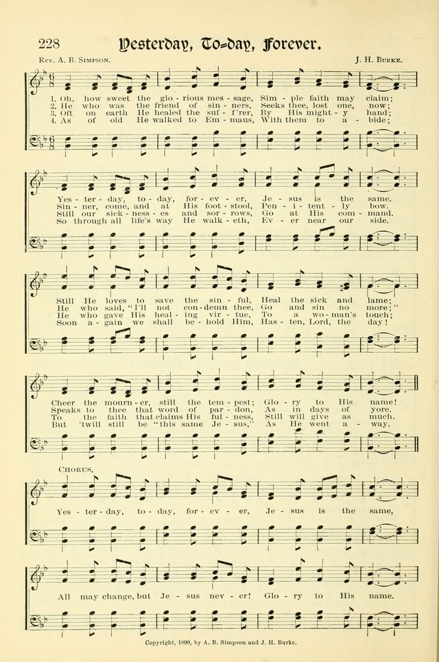 Hymns of the Christian Life. No. 3: for church worship, conventions, evangelistic services, prayer meetings, missionary meetings, revival services, rescue mission work and Sunday schools page 226