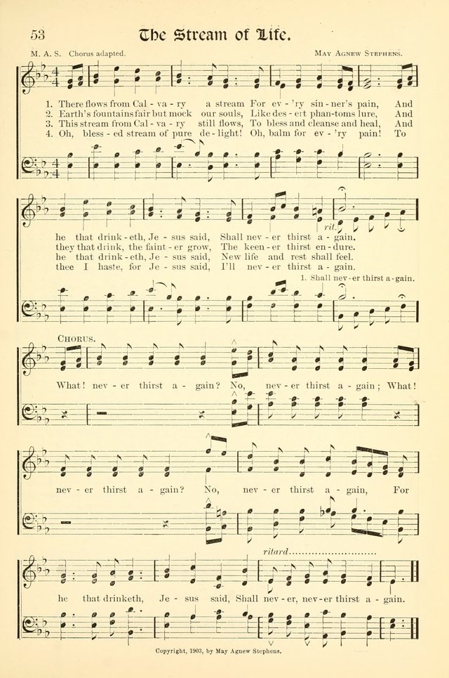 Hymns of the Christian Life. No. 3: for church worship, conventions, evangelistic services, prayer meetings, missionary meetings, revival services, rescue mission work and Sunday schools page 53