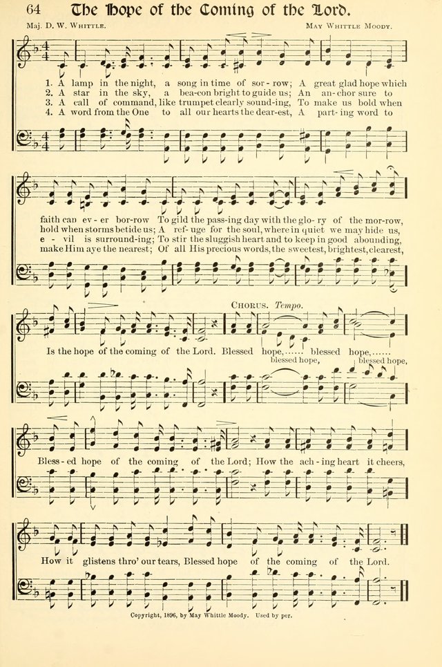 Hymns of the Christian Life. No. 3: for church worship, conventions, evangelistic services, prayer meetings, missionary meetings, revival services, rescue mission work and Sunday schools page 65