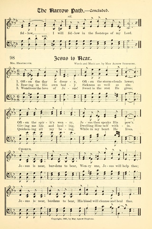 Hymns of the Christian Life. No. 3: for church worship, conventions, evangelistic services, prayer meetings, missionary meetings, revival services, rescue mission work and Sunday schools page 99