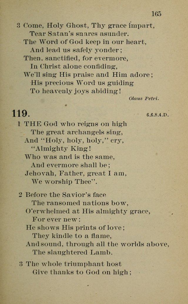 Hymnal: for churches and Sunday-schools of the Augustana Synod page 165