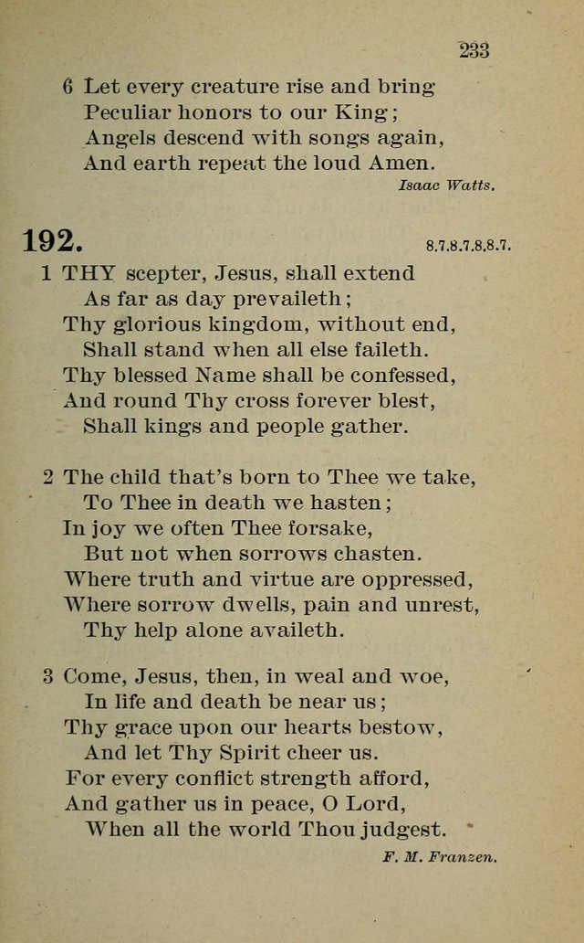 Hymnal: for churches and Sunday-schools of the Augustana Synod page 233