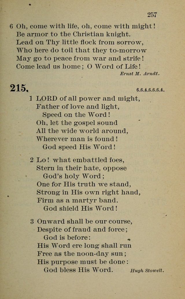 Hymnal: for churches and Sunday-schools of the Augustana Synod page 257