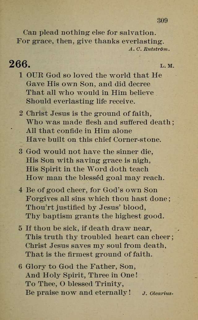 Hymnal: for churches and Sunday-schools of the Augustana Synod page 309