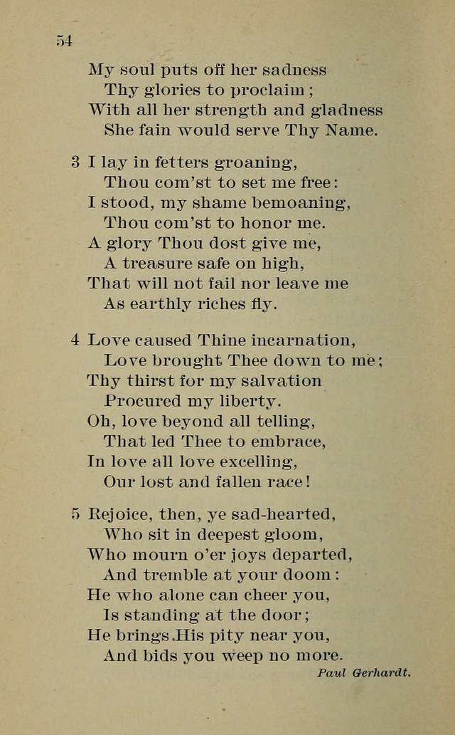 Hymnal: for churches and Sunday-schools of the Augustana Synod page 54