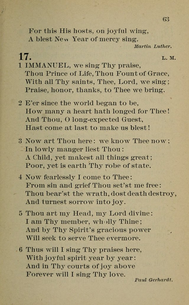 Hymnal: for churches and Sunday-schools of the Augustana Synod page 63