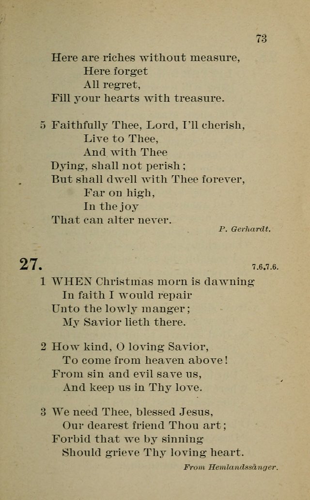 Hymnal: for churches and Sunday-schools of the Augustana Synod page 73