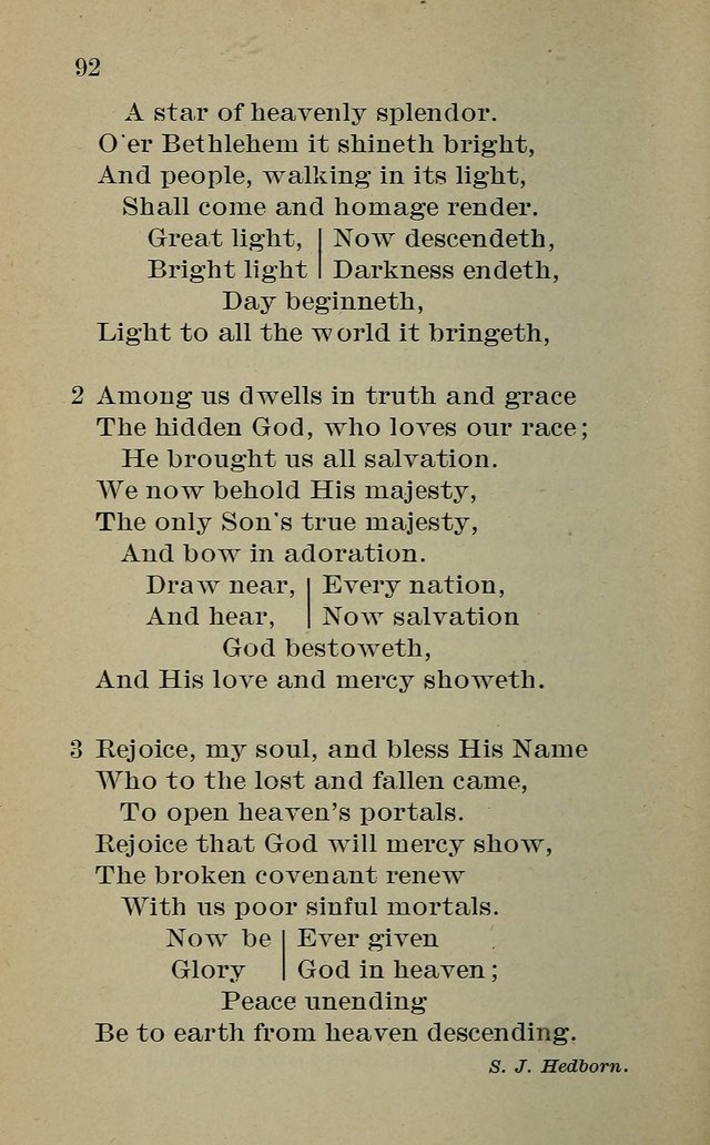 Hymnal: for churches and Sunday-schools of the Augustana Synod page 92