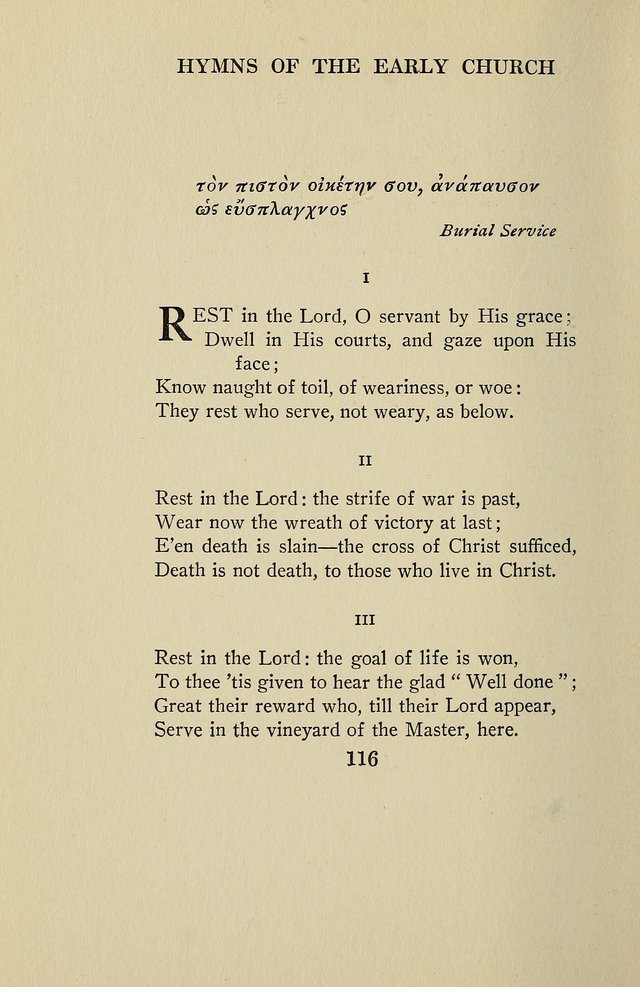 Hymns of the Early Church: translated from Greek and Latin sources; together with translations from a later period; centos and suggestions from the Greek; and several original pieces page 116