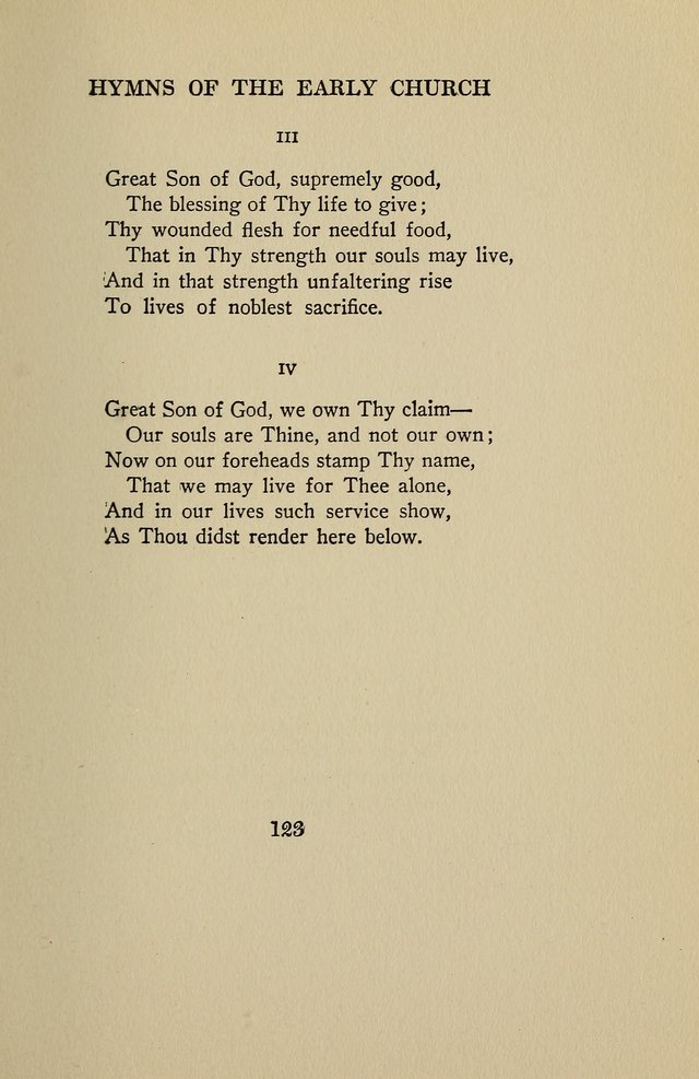 Hymns of the Early Church: translated from Greek and Latin sources; together with translations from a later period; centos and suggestions from the Greek; and several original pieces page 123