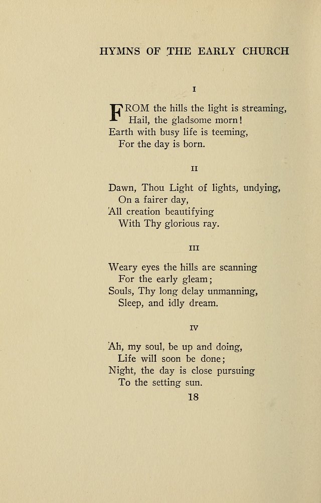 Hymns of the Early Church: translated from Greek and Latin sources; together with translations from a later period; centos and suggestions from the Greek; and several original pieces page 18