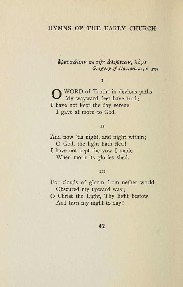 Hymns of the Early Church: translated from Greek and Latin sources; together with translations from a later period; centos and suggestions from the Greek; and several original pieces page 42