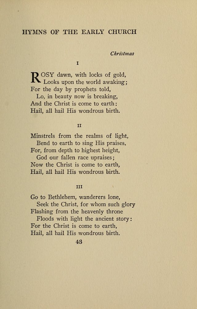 Hymns of the Early Church: translated from Greek and Latin sources; together with translations from a later period; centos and suggestions from the Greek; and several original pieces page 43