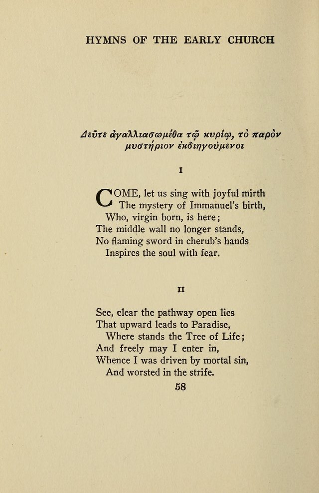 Hymns of the Early Church: translated from Greek and Latin sources; together with translations from a later period; centos and suggestions from the Greek; and several original pieces page 58