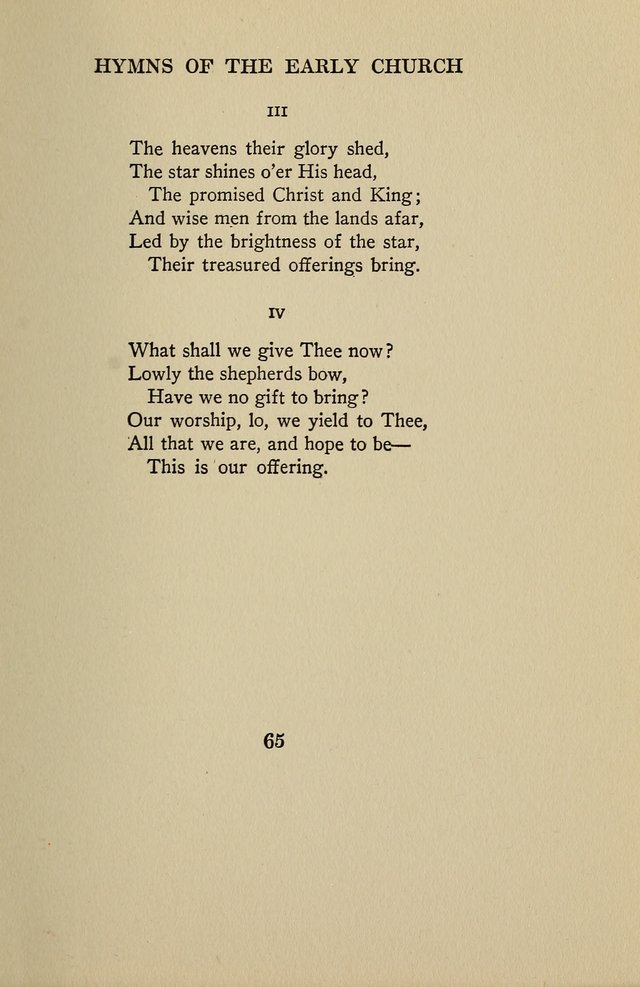 Hymns of the Early Church: translated from Greek and Latin sources; together with translations from a later period; centos and suggestions from the Greek; and several original pieces page 65